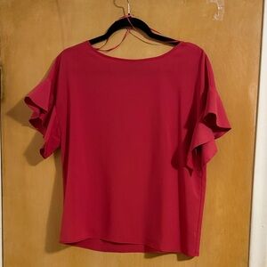 Banana Republic Red Blouse with Flutter Sleeves